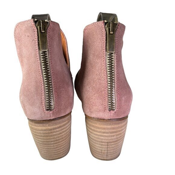 Sundance Catalog Booties Ankle Boots Pink Suede Zip Closure Block Heel Size 39 - Picture 3 of 10